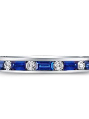 Eternity Sterling Silver Baguette & Round CZ Wedding Band - 2.95 CT. TW.