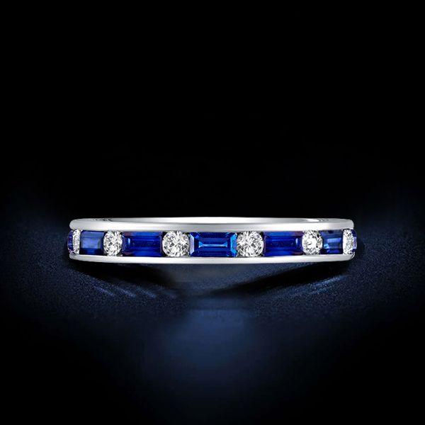Eternity Sterling Silver Baguette & Round CZ Wedding Band - 2.95 CT. TW.