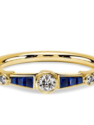 Vintage Style Golden Bezel Set Engagement Ring for Women - 18K Gold Plated Sterling Silver