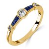 Vintage Style Golden Bezel Set Engagement Ring for Women - 18K Gold Plated Sterling Silver