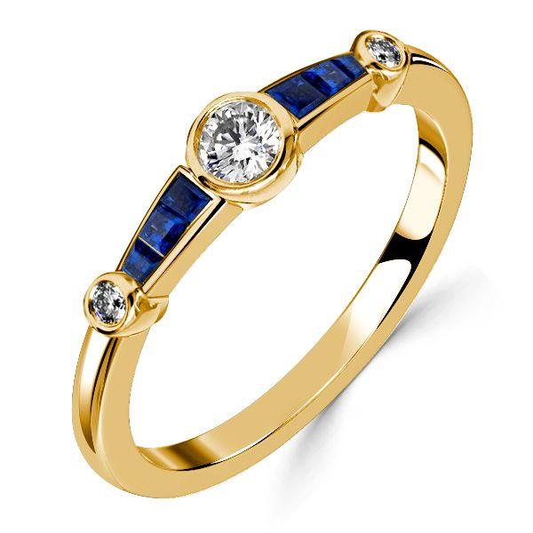 Vintage Style Golden Bezel Set Engagement Ring for Women - 18K Gold Plated Sterling Silver
