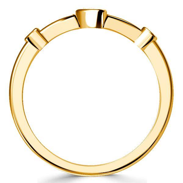 Vintage Style Golden Bezel Set Engagement Ring for Women - 18K Gold Plated Sterling Silver