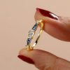 Vintage Style Golden Bezel Set Engagement Ring for Women - 18K Gold Plated Sterling Silver