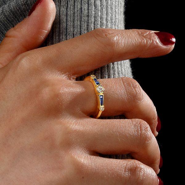 Vintage Style Golden Bezel Set Engagement Ring for Women - 18K Gold Plated Sterling Silver