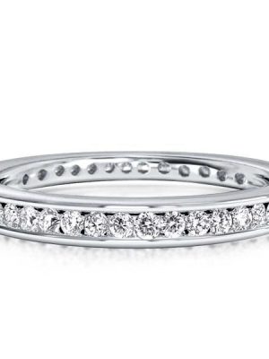 Sterling Silver Channel Wedding Band with 2.15 CT. TW. Diamonds