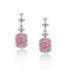 Pink Sapphire Sterling Silver Drop Earrings - 925 Silver, Rhodium Plated