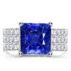 Princess Cut Blue Sapphire 3-Piece Sterling Silver Wedding Set