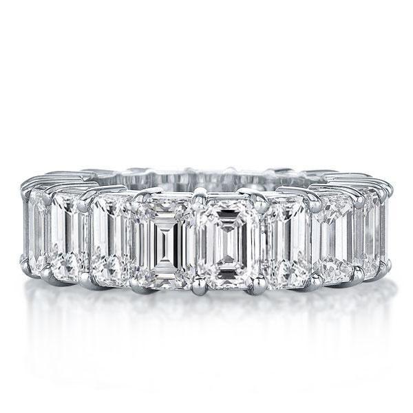 Triple Row Eternity White Sapphire Stackable Ring Set - Sterling Silver Wedding Bands