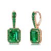 Emerald and Black Sapphire Drop Earrings in Two-Tone Rhodium Plated 925 Sterling Silver