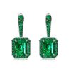 Emerald and Black Sapphire Drop Earrings in Two-Tone Rhodium Plated 925 Sterling Silver
