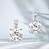 Cushion Cut White Sapphire Drop Earrings - Sterling Silver Dangle Earrings