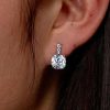 Cushion Cut White Sapphire Drop Earrings - Sterling Silver Dangle Earrings