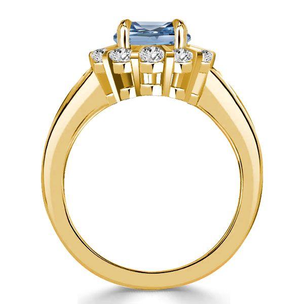 Blue Topaz Cluster Engagement Ring - Vintage Style in 18K Gold Plated Sterling Silver