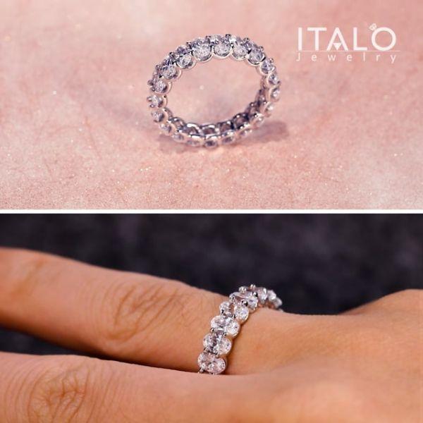 Eternity Oval Cut Wedding Band - 925 Sterling Silver, 3.75CT. TW