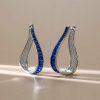 Teardrop Hoop Earrings with White Sapphires in Sterling Silver