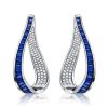 Teardrop Hoop Earrings with White Sapphires in Sterling Silver