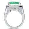 Halo Emerald Cut Green Simulated Emerald Sterling Silver Engagement Ring