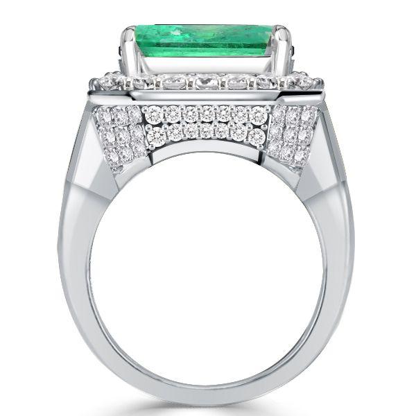 Halo Emerald Cut Green Simulated Emerald Sterling Silver Engagement Ring