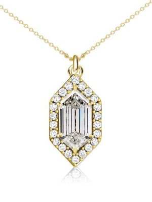 Hexagon Halo Pendant Necklace - 925 Sterling Silver, Multi-Chain Lengths