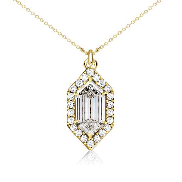 Hexagon Halo Pendant Necklace - 925 Sterling Silver, Multi-Chain Lengths