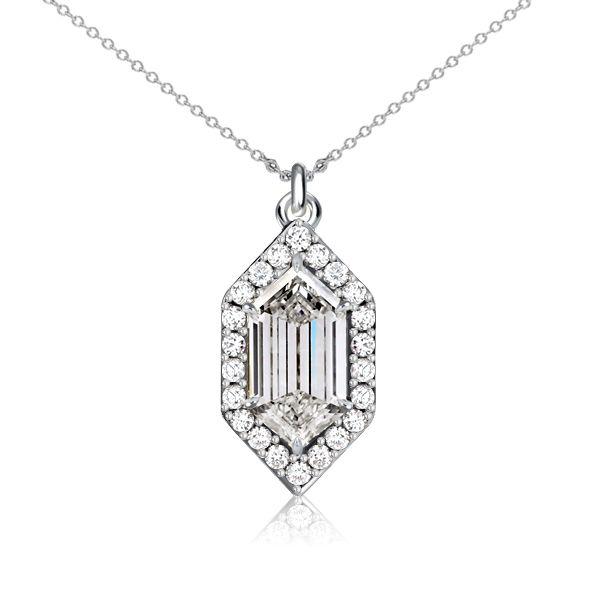 Hexagon Halo Pendant Necklace - 925 Sterling Silver, Multi-Chain Lengths