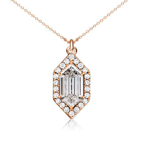 Hexagon Halo Pendant Necklace - 925 Sterling Silver, Multi-Chain Lengths