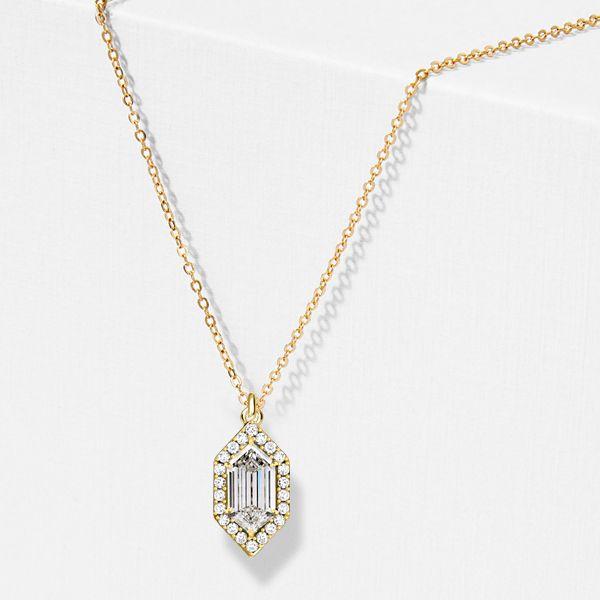 Hexagon Halo Pendant Necklace - 925 Sterling Silver, Multi-Chain Lengths