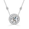 Halo Round Cut Sterling Silver Pendant Necklace - 0.99 CT. TW