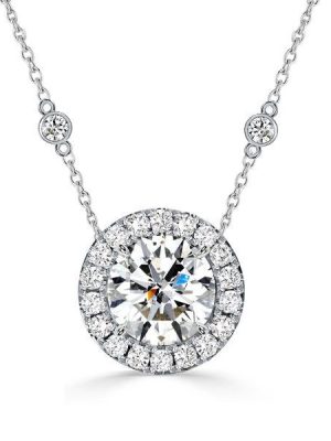 Halo Round Cut Sterling Silver Pendant Necklace - 0.99 CT. TW