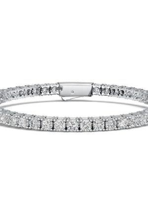 3mm Cushion Cut White Sapphire Tennis Bracelet in 925 Sterling Silver for Women