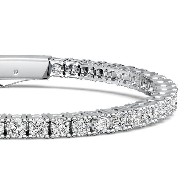 3mm Cushion Cut White Sapphire Tennis Bracelet in 925 Sterling Silver for Women