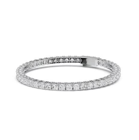 3mm Cushion Cut White Sapphire Tennis Bracelet in 925 Sterling Silver for Women