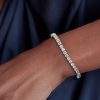 3mm Cushion Cut White Sapphire Tennis Bracelet in 925 Sterling Silver for Women