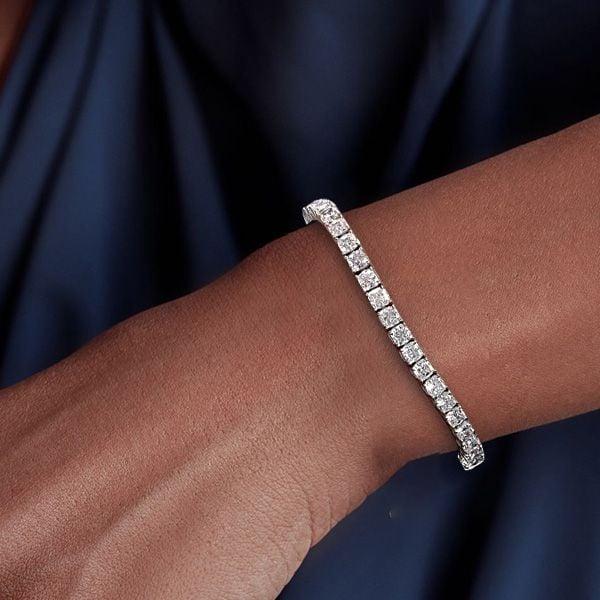 3mm Cushion Cut White Sapphire Tennis Bracelet in 925 Sterling Silver for Women