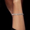 3mm Cushion Cut White Sapphire Tennis Bracelet in 925 Sterling Silver for Women