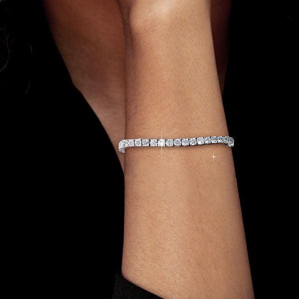 3mm Cushion Cut White Sapphire Tennis Bracelet in 925 Sterling Silver for Women