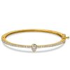 18K Gold Plated Sterling Silver Halo Round Cut Bangle Bracelet for Women (7 Inch)