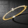 18K Gold Plated Sterling Silver Halo Round Cut Bangle Bracelet for Women (7 Inch)