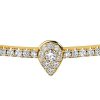 18K Gold Plated Sterling Silver Halo Round Cut Bangle Bracelet for Women (7 Inch)