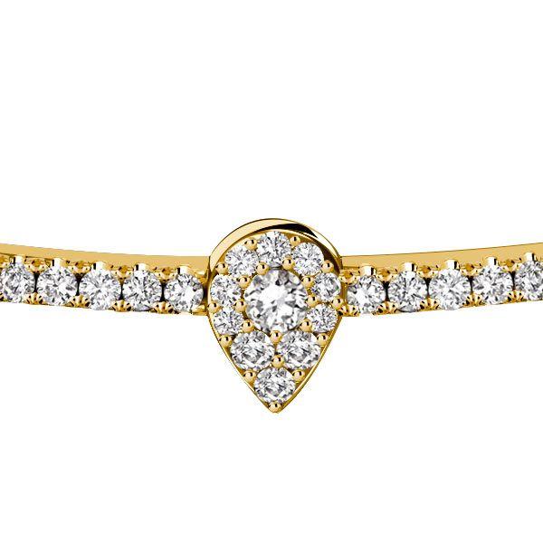18K Gold Plated Sterling Silver Halo Round Cut Bangle Bracelet for Women (7 Inch)