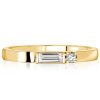 Round & Baguette CZ Wedding Band - 18K Gold Plated Sterling Silver Travel Ring