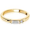Round & Baguette CZ Wedding Band - 18K Gold Plated Sterling Silver Travel Ring