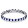 White & Blue Sapphire Pear Cut Tennis Bracelet - 925 Sterling Silver