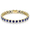 White & Blue Sapphire Pear Cut Tennis Bracelet - 925 Sterling Silver