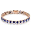 White & Blue Sapphire Pear Cut Tennis Bracelet - 925 Sterling Silver