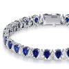 White & Blue Sapphire Pear Cut Tennis Bracelet - 925 Sterling Silver