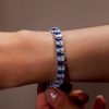 White & Blue Sapphire Pear Cut Tennis Bracelet - 925 Sterling Silver
