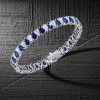 White & Blue Sapphire Pear Cut Tennis Bracelet - 925 Sterling Silver