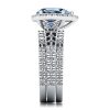 Pear Cut Blue Topaz Engagement Ring Set in Rhodium Plated Sterling Silver