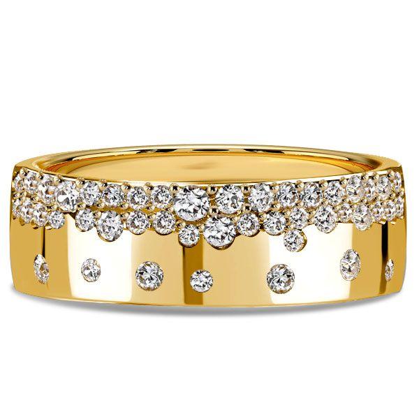 18K Gold Plated Sterling Silver Half Eternity Wedding Band - 0.56 CT. TW.